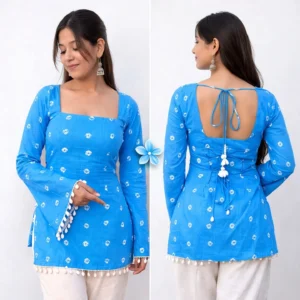 Sky Glow – Blue Back-Tie Kurta Set