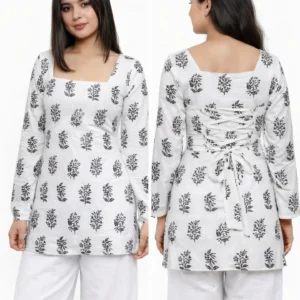 Pure Essence – Monochrome Back-Tie Kurta Set