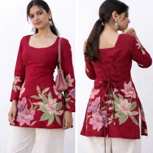 Crimson Bloom – Statement Floral Kurta Set